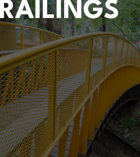 Architectural metal railings by Renfrow+Co, highlighting their expertise in custom metal fabrication