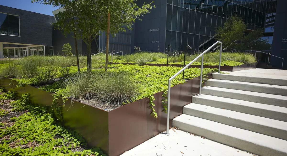 Renfrow fabricated planters at Rice University.